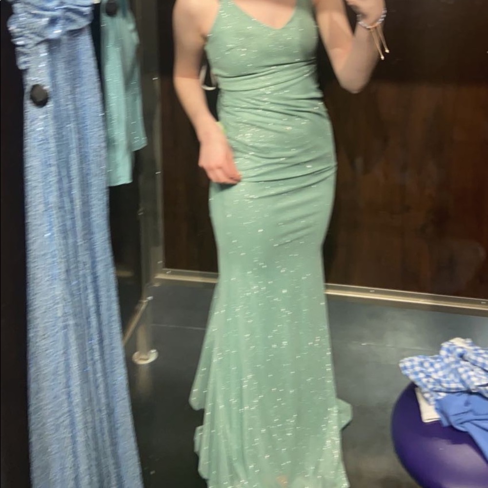 Green sparkly prom dress